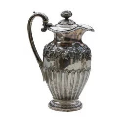 Pitcher, wine carafe in 800 silver with grape decoration …